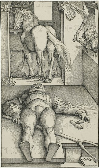 The Bewitched Groom, c. 1544, Hans Baldung Grien, German, c. 1480-1545, Germany, Woodcut in black on ivory laid paper, 342 x 201 mm (block/sheet)