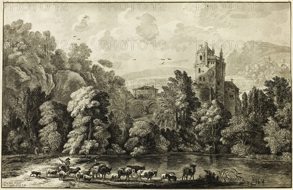 Landscape with Cattle, n.d., Jacob Cornelis Ploos van Amstel (Dutch, 1726-1798), after Jan Van Der Meer (Dutch, 1656-1705), Netherlands, Print on paper