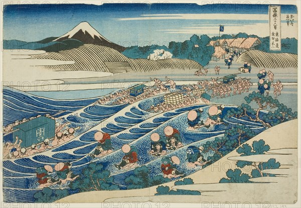 Fuji from Kanaya on the Tokaido (Tokaido Kanaya no Fuji), from the series Thirty-six Views of Mt. Fuji (Fugaku sanjurokkei), c. 1830/32, Katsushika Hokusai ?? ??, Japanese, 1760-1849, Japan, Color woodblock print, oban, 24.8 x 38.8 cm (9 3/4 x 14 5/16 in.)