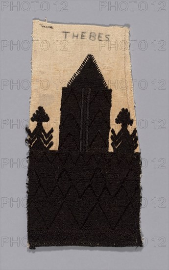 Fragment, 19th century, Greece, Thebes, Thebes, Cotton, plain weave, embroidered with silk in Cretan, split, and trammed stem stitches, 25.6 x 12.6 cm (10 x 5 in.)