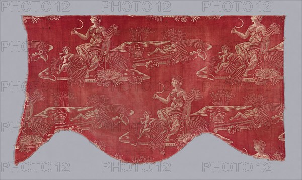 L’ete (Summer) (Furnishing Fabric), c. 1820, France, Normandie, Bolbec, Bolbec, Cotton, plain weave, resist printed, 30.5 × 55.4 cm (12 × 21 3/4 in.)