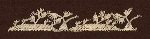 Edging, 1875/1900, Eastern Mediterranean, probably Cyprus, Eastern Mediterranean Region, Silk, horsehair, and cotton, needle lace, 3.1 × 14.2 cm (1 1/4 × 5 5/8 in.)