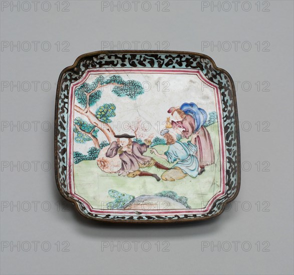 Tray, 1730/70, China, Polychrome enamel on copper, 1.3 × 10.2 × 10.2 cm (1/2 × 4 × 4 in.)