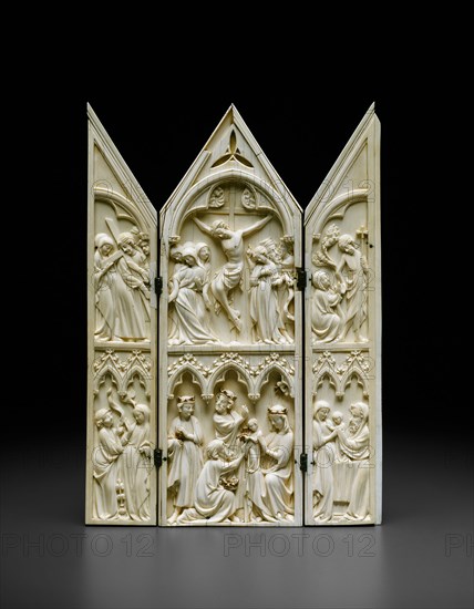 Triptych with Scenes from the Life of Christ, 1350/75, German, Cologne, Germany, Ivory with traces of gold, 25.7 × 17.5 cm (10 1/8 × 6 15/16 in.)