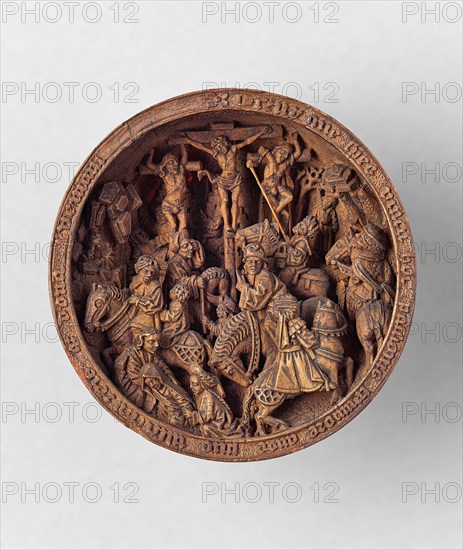 Crucifixion Relief from a Rosary Bead, 1500/25, Flemish, Flanders, Boxwood, Diameter: 4.5 cm (1 3/4 in.)