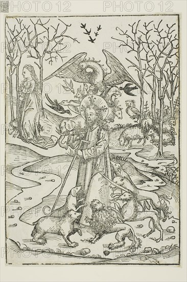 The Virtues of Christ and the Wickedness of His Enemies Symbolized by Diverse Birds and Beasts (verso), The Last Supper (recto), pages 66 and 65 from the Treasury (Schatzbehalter), 1491, Michael Wolgemut and Workshop (German, 1434/37–1519), published by Anton Koberger (German, 1440–1513), Germany, Woodcut on ivory laid paper, 253 x 177 mm (image/block, verso), 259 x 181 (sheet), Les Tombeaux des Rois (St. Denis), c. 1867, Charles Soulier, French, 1840-1875, France, Albumen print, from the album "Paris et ses environs