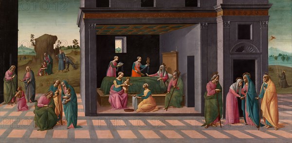 Scenes from the Life of Saint John the Baptist, 1490/95, Bartolommeo di Giovanni, Italian, fl. c. 1465-1501, Italy, Tempera on panel (poplar), 74 × 150.4 cm (29 3/16 × 59 3/16 in.)
