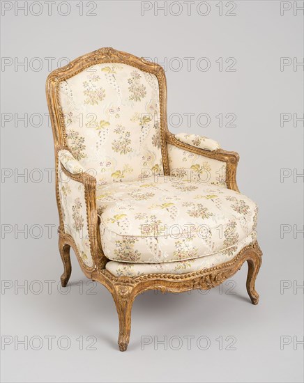 Armchair (Bergère à la Reine), 1750/65, Jacques Chenevat, French, 1736-1772, Paris, France, Gessoed and gilded walnut, modern reproduction upholstery, 251.5 × 200.7 × 193 cm (99 × 79 × 76 in.)