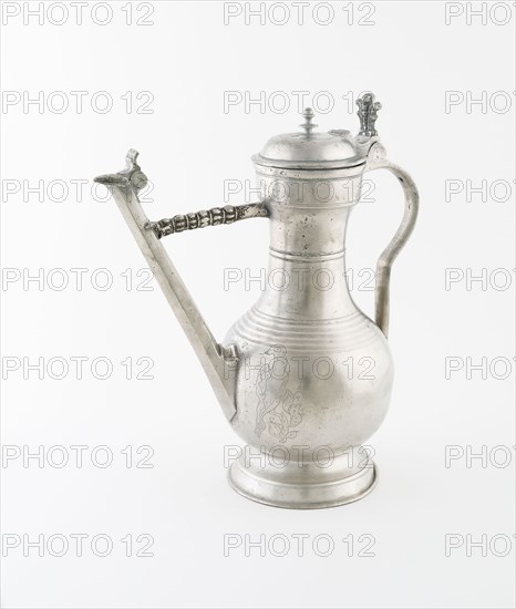 Spouted Wine Flagon, c. 1750, Abraham Ganting, Swiss, active 1743-1770, Bern, Switzerland, Bern, Pewter, 31.8 × 15.2 × 29.2 cm (12 1/2 × 6 × 11 1/2 in.)