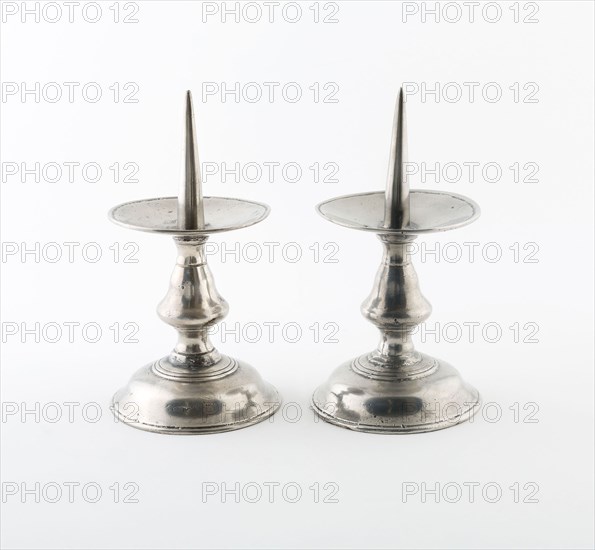 Pricket Candlestick (One of a Pair), 17th century, Probably Germany, Germany, Pewter, 18.4 x 10.2 cm (7 1/4 x 4 in.)