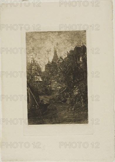 My Dream, 1883, Rodolphe Bresdin, French, 1825-1885, France, Etching on cream laid paper, 185 × 120 mm (image), 216 × 139 mm (plate), 318 × 227 mm (sheet)