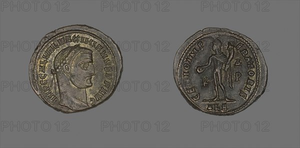 As (Coin) Potraying Emperor Galerius, AD 305/311, Roman, minted in Alexandria, Egypt, Ancient Mediterranean, Bronze, Diam. 2.6 cm, 6.15 g