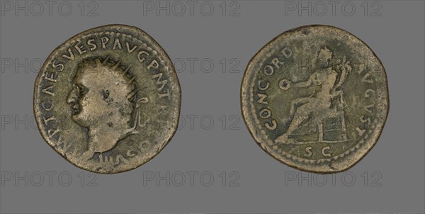 Dupondius (Coin) Portraying Emperor Vespasian, AD 69/79, Roman, Ancient Mediterranean, Bronze, Diam. 2.8 cm, 12.82 g