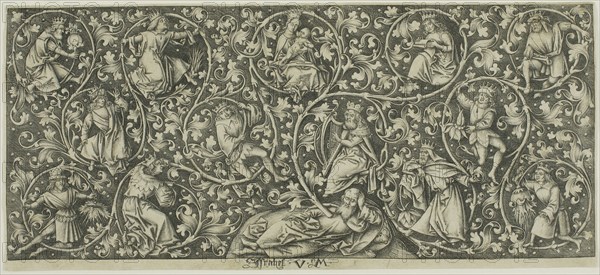 Ornament with the Tree of Jesse, 1480–90, Israhel van Meckenem the Younger, German, c. 1440/45-1503, Germany, Engraving on paper, 121 x 268 mm