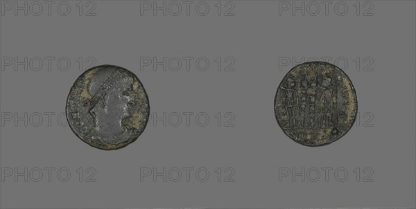 Coin Portraying Emperor Constantius I, 3rd/4th century AD, Roman, Ancient Mediterranean, Bronze, Diam. 1.7 cm, 2.42 g