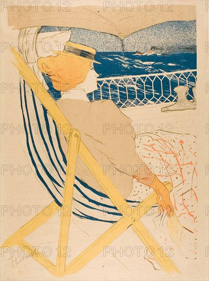 The Passenger in Cabin 54—Cruise, 1896, Henri de Toulouse-Lautrec, French, 1864-1901, France, Color lithograph on tan wove paper, 606 × 442 mm (image), 634 × 469 mm (sheet)