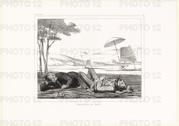 Landscape painters at work, 1862, Honoré Victorin Daumier, French, 1808-1879, France, Lithograph in black on white wove paper, 207 × 269 mm (image), 318 × 452 mm (sheet)