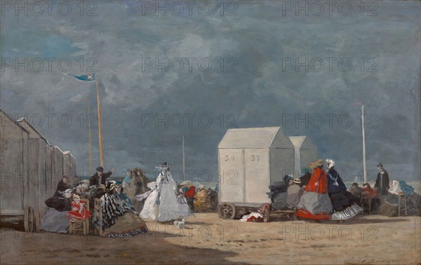 Approaching Storm, 1864, Eugène-Louis Boudin, French, 1824-1898, France, Oil on cradled panel, 14 3/8 × 22 1/2 in. (36.3 × 57.9 cm)