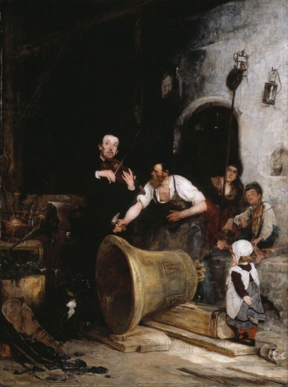 Toning the Bell, 1874, Walter Shirlaw, American, born Scotland, 1838–1909, Munich, Oil on canvas, 101.6 × 76.2 cm (40 × 30 in.)