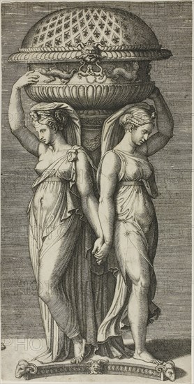 The Incense Burner, c. 1520, Marcantonio Raimondi (Italian, c. 1480-1534), after Raphael (Raffaello Sanzio) (Italian, 1483-1520), Italy, Engraving in black on cream laid paper, 302 x 152 mm