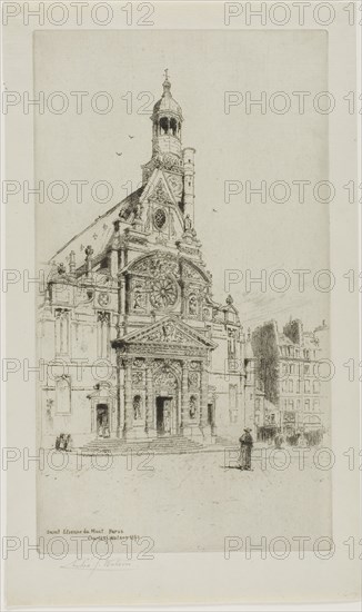 St. Etienne du Mont, Paris, 1890, Charles John Watson, English, 1846-1927, England, Etching in black on cream laid paper, 274 × 156 mm (image/plate), 316 × 187 mm (sheet)