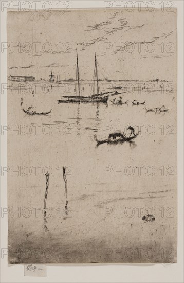 The Little Lagoon, 1879/80, James McNeill Whistler, American, 1834-1903, United States, Etching and drypoint with foul biting in black ink on ivory laid paper, 227 x 152 mm (image, trimmed within plate mark), 239 x 152 mm (sheet)