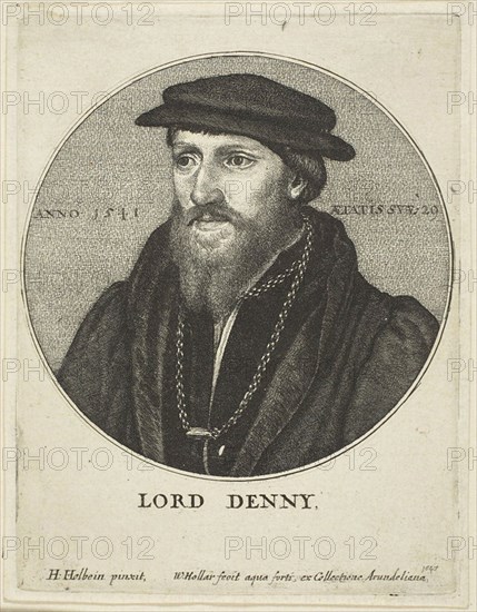 Sir Anthony Denny, 1647, Wenceslaus Hollar (Czech, 1607-1677), after Hans Holbein the younger (German, c.1497-1543), Bohemia, Etching on ivory laid paper, 144 × 111 mm (plate), 150 116 mm (sheet)