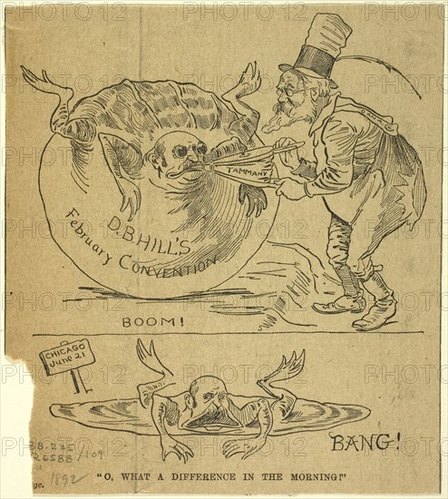 O, What A Difference In The Morning!, 1892, Unknown Artist, American, 19th century, United States, Lithograph on newsprint, 132 x 115 mm