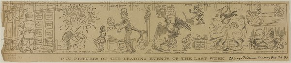 Pen Pictures of the Leading Events of the Last Week, from Chicago Tribune, published Feb 26, 1893, H. R. H., American, 19th century, United States, Lithograph on newsprint, 90 x 450 mm