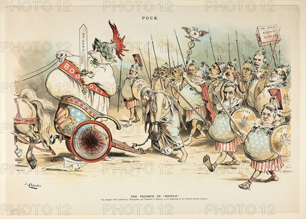 The Triumph of Boodle, from Boodle, n.d., Joseph Keppler, American, 1838-1894, United States, Color lithograph on newsprint, 355 x 495 mm