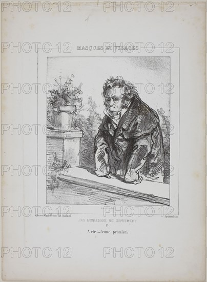 Les Invalides du Sentiment: A été jeune premier, 1853, Paul Gavarni, French, 1804-1866, France, Lithograph in black on cream wove paper, 218 × 185 mm (image), 365 × 268 mm (sheet)