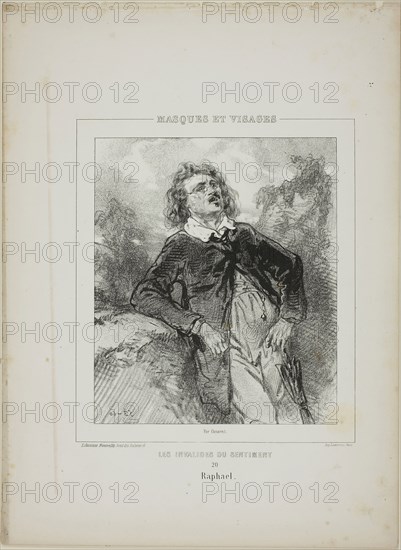 Les Invalides du Sentiment: Raphael, 1853, Paul Gavarni, French, 1804-1866, France, Lithograph in black on cream wove paper, 219 × 188 mm (image), 364 × 268 mm (sheet)
