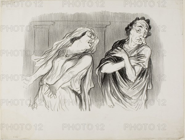 Andromache., Our family ‘s destiny was pitiless death, my husband was tortured to the end of his breath, plate 6 from Physionomies Tragiques, 1851, Honoré Victorin Daumier, French, 1808-1879, France, Lithograph in black on white wove paper, 199 × 280 mm (image), 274 × 357 mm (sheet)