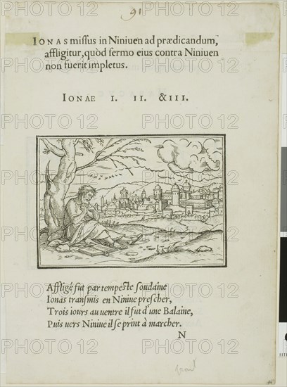 Jonah Outside Ninevah (recto), Habakkuk Carrying Bread to Reapers (verso), n.d., Hans Holbein, the younger, German, 1497-1543, Germany, Woodcut on paper, 62 x 89 mm