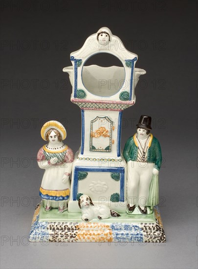 Watch Holder, c. 1830, England, Staffordshire, Staffordshire, Glazed earthenware with polychrome enamel decoration, 14.3 x 8.1 x 22.2 cm (5 5/8 x 3 3/16 x 8 3/4 in.)