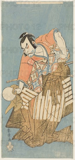 The Actor Nakamura Nakazo I as Osada no Taro in the play Ima o Sakari Suehiro Genji (The Genji Clan Now at Its Zenith), c. 1768, Katsukawa Shunsho ?? ??, Japanese, 1726-1792, Japan, Color woodblock print, hosoban, 30.5 x 14.4 cm (12 x 5 11/16 in.)