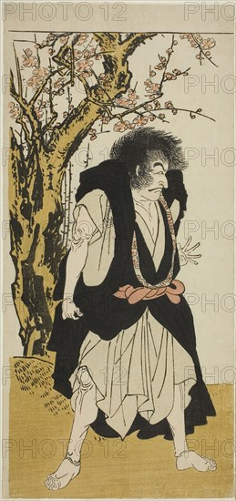 The Actor Ichikawa Danjuro V as the Renegade Buddhist Monk Wantetsu from Okamidani, in the Fifth Scene of the Play Date Nishiki Tsui no Yumitori (A Dandyish Brocade: Opposing Warriors), Performed at the Morita Theater in the Eleventh Month, 1778, c. 1778, Katsukawa Shunsho ?? ??, Japanese, 1726-1792, Japan, Color woodblock print, hosoban, left sheet of diptych or triptych, or center sheet of triptych, 32.5 x 15.1 cm (12 13/16 x 5 15/16 in.)