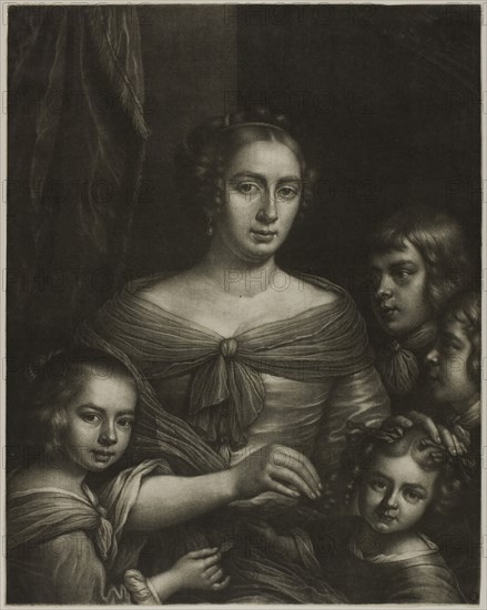 The Artist’s Wife and Children, 1665/77, Wallerant Vaillant, Dutch, 1623-1677, Flanders, Mezzotint on paper, 374 × 296 mm