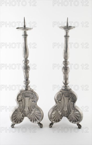 Pair of Altar Candlesticks, Mid 18th century, Germany, Pewter, 58.4 x 19.1 x 19.1 cm (23 x 7 1/2 x 7 1/2 in.)