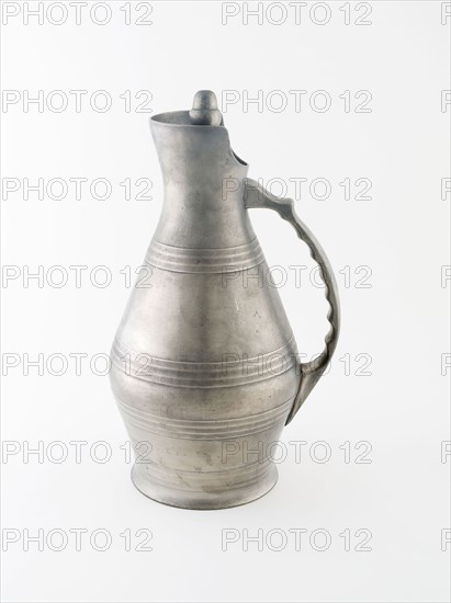 Cider Jug with Lid, 19th century, Paris, France, Paris, Pewter, 37.5 x 18.4 x 21.6 cm (14 3/4 x 7 1/4 x 8 1/2 in.)