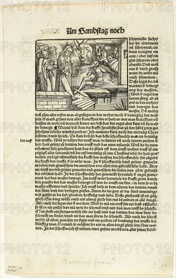 Illustration from Das Buch der Evangelien, plate eighteen from Woodcuts from Books of the XVI Century, 1515, assembled into portfolio 1937, Unknown Artist (German, 16th century), assembled by Max Geisberg (Swiss, 1875-1943), Germany, Woodcut on paper, 81 × 103 mm (image), 228 × 153 mm (image/te×t), 304 × 191 mm (sheet)