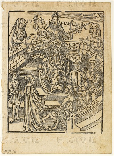 Illustration from Margarita philosophica, plate 35 from Woodcuts from Books of the XVI Century, 1517, assembled into portfolio 1937, Unknown Artist (German, 16th century), assembled by Max Geisberg (Swiss, 1875-1943), Germany, Woodcut on paper, 158 × 124 mm (image), 197 × 143 mm (sheet)