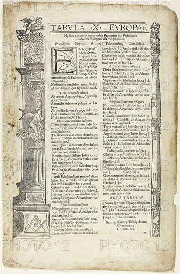 Illustration from Geographia, plate 36 from Woodcuts from Books of the XVI Century, 1525, assembled into portfolio 1937, Unknown Artist (German, 16th century), assembled by Max Geisberg (Swiss, 1875-1943), Germany, Woodcut on paper, 327 × 218 mm (image/te×t), 394 × 257 mm (sheet)