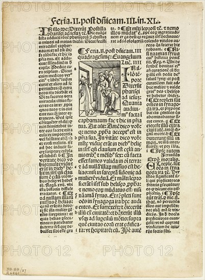Illustration from Postilla by Parisienses Guillermus, plate 37 from Woodcuts from Books of the XVI Century, 1514, assembled into portfolio 1937, Urs Graf (Swiss, 1485-1527/29), assembled by Max Geisberg (Swiss, 1875-1943), Switzerland, Woodcut on paper, 43 x 32 mm (image), 170 x 110 mm (image/text), 215 x 157 mm (sheet)
