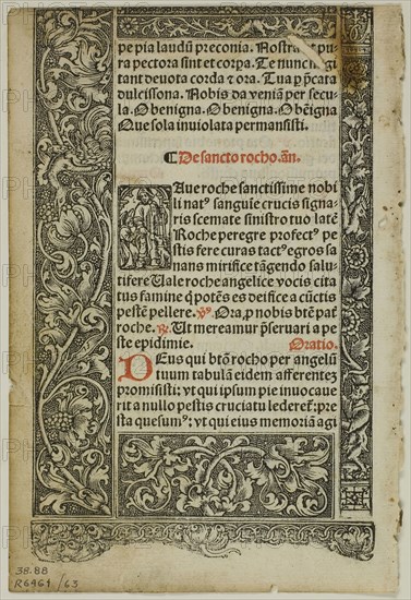 Illustration from Horae, plate 63 from Woodcuts from Books of the XVI Century, 1514, assembled into portfolio 1937, Unknown Artist (French, 16th century), assembled by Max Geisberg (Swiss, 1875-1943), France, Metalcut on paper, 149 × 93 mm (image, recto), 150 × 93 mm (image, verso), 157 × 107 mm (sheet)
