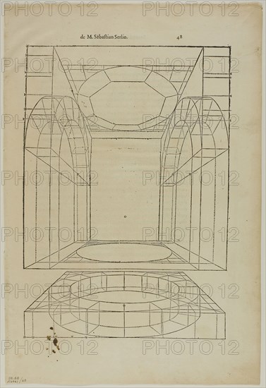Architectural Drawing from Le livre d’ Architecture, plate 68 from Woodcuts from Books of the XVI Century, 1545, assembled into portfolio 1937, Sebastiano Serlio (Italian, 1475-1554), assembled by Max Geisberg (Swiss, 1875-1943), Italy, Woodcut on paper, 283 x 199 mm (image), 367 x 249 mm (sheet)