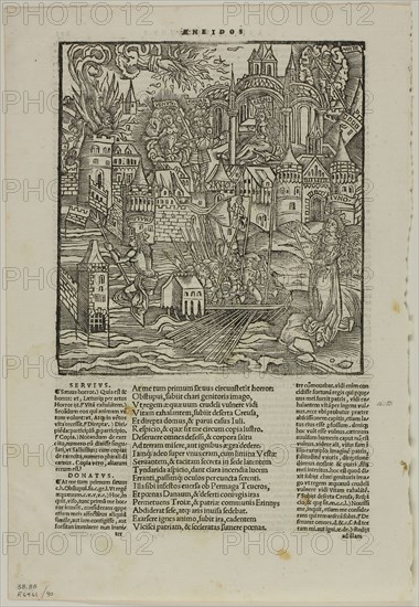 Leaf from Opera by Virgilius (after the Strasbourg Virgil, 1502), plate 90 from Woodcuts from Books of the XVI Century, 1544, assembled into portfolio 1937, Unknown Artist (Italian, 16th century), assembled by Max Geisberg (Swiss, 1875-1943), Italy, Woodcut on paper, 171 x 158 mm (image), 260 x 161 mm (image/text), 306 x 209 mm (sheet)