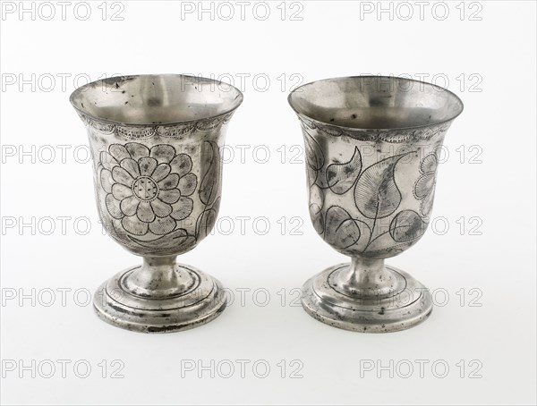 Pair of Footed Goblets, 18th century, Continental Europe, possibly France, Europe, Pewter, 10.2 × 8.3 cm (4 × 3 1/4 in.)