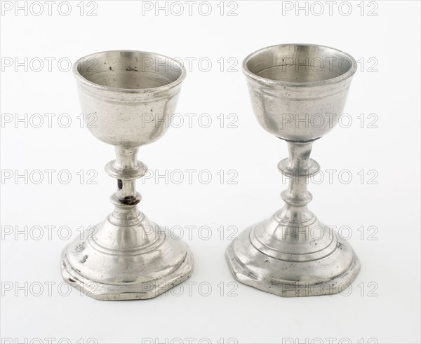Pair of Small Chalices, Early 18th century, Sedan Region, France, Pewter, 9.6 × 5.7 × 4.6 cm (3 3/4 × 2 1/4 × 1 13/16 in.)