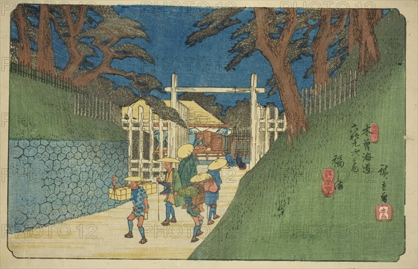 No. 38: Fukushima, from the series Sixty-nine Stations of the Kisokaido (Kisokaido rokujukyu tsugi no uchi), c. 1835/38, Utagawa Hiroshige ?? ??, Japanese, 1797-1858, Japan, Color woodblock print, oban, 24.8 x 37.5 cm (9 3/4 x 14 3/4 in.)